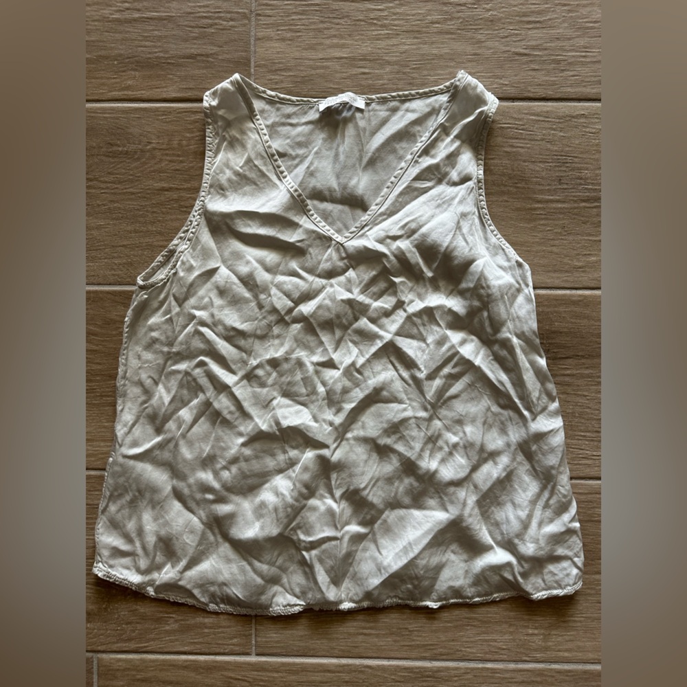 Cobblestone made in Italy silk tank blouse, small, cream, v neck